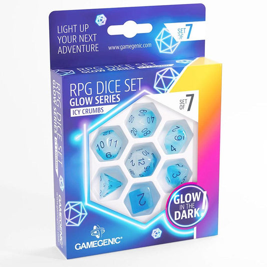 Glow series RPG dice set Icy Crumbs