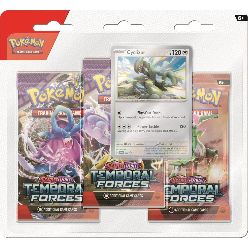Pokemon Scarlet & Violet Temporal Forces 3-Pack Checklane Blister Cyclizar